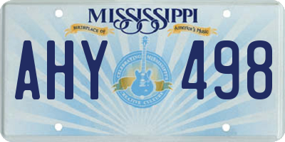 MS license plate AHY498