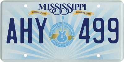 MS license plate AHY499