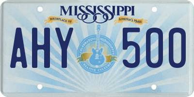 MS license plate AHY500