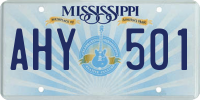 MS license plate AHY501