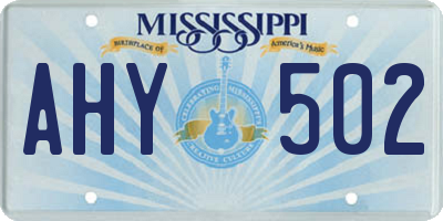 MS license plate AHY502