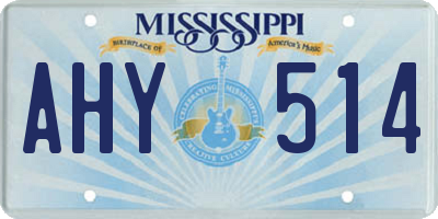 MS license plate AHY514