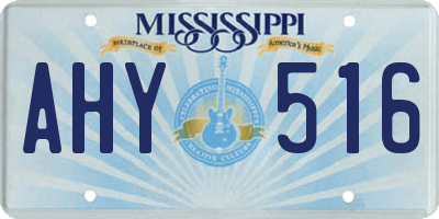 MS license plate AHY516