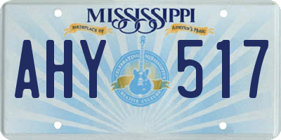 MS license plate AHY517