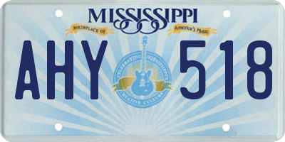 MS license plate AHY518