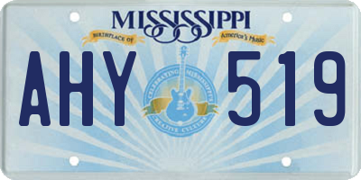 MS license plate AHY519