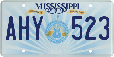 MS license plate AHY523