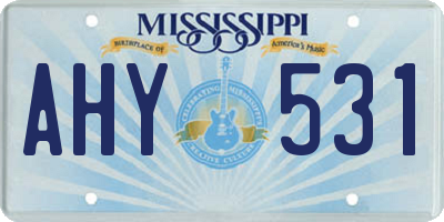 MS license plate AHY531