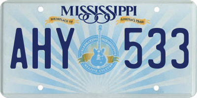 MS license plate AHY533