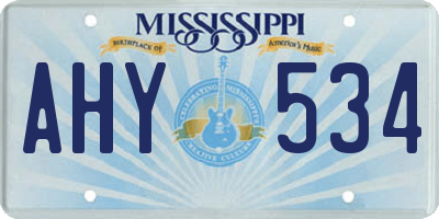 MS license plate AHY534