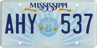 MS license plate AHY537