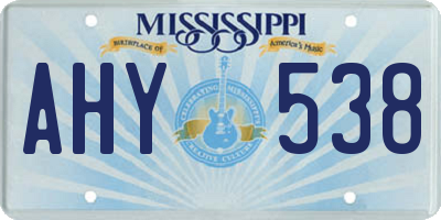 MS license plate AHY538
