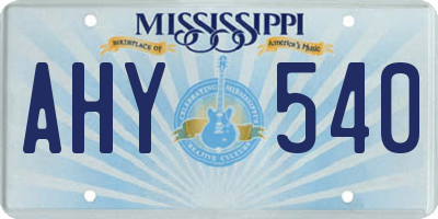 MS license plate AHY540