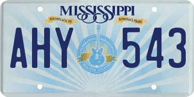 MS license plate AHY543