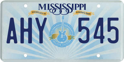 MS license plate AHY545