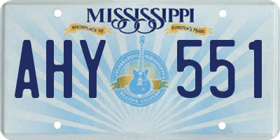MS license plate AHY551