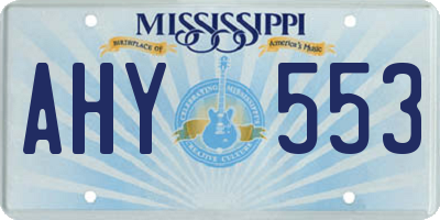 MS license plate AHY553