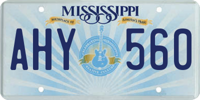 MS license plate AHY560