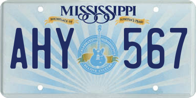 MS license plate AHY567