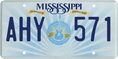 MS license plate AHY571