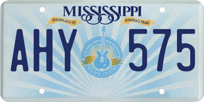 MS license plate AHY575