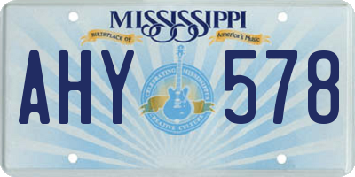 MS license plate AHY578