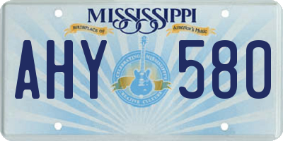 MS license plate AHY580