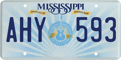 MS license plate AHY593