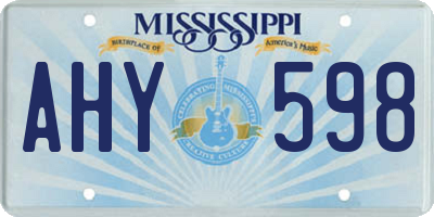 MS license plate AHY598