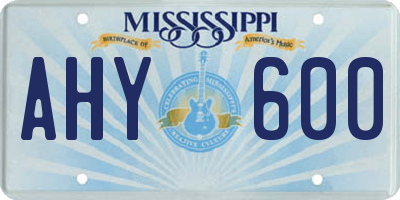 MS license plate AHY600