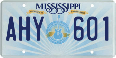 MS license plate AHY601
