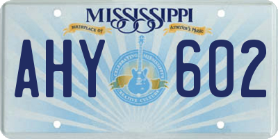 MS license plate AHY602