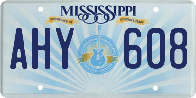 MS license plate AHY608