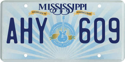 MS license plate AHY609