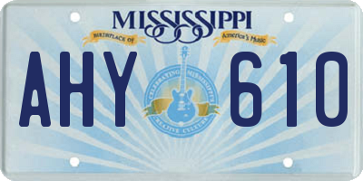 MS license plate AHY610