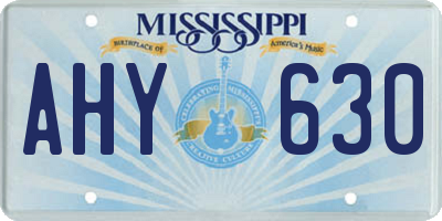 MS license plate AHY630