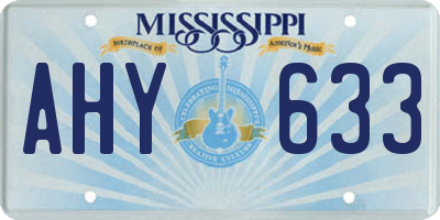 MS license plate AHY633