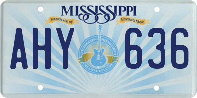 MS license plate AHY636
