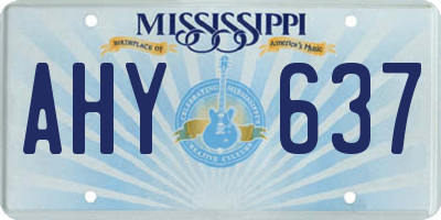 MS license plate AHY637