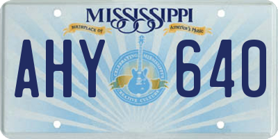 MS license plate AHY640