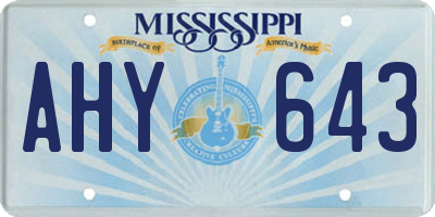 MS license plate AHY643