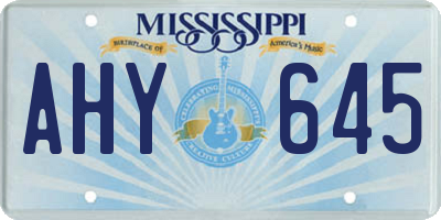 MS license plate AHY645