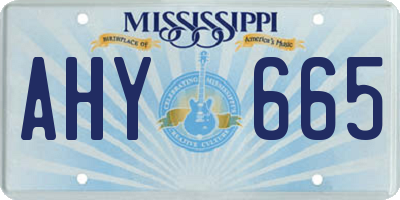 MS license plate AHY665