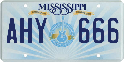 MS license plate AHY666