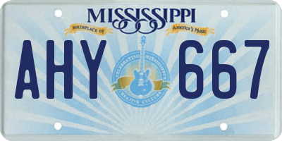 MS license plate AHY667