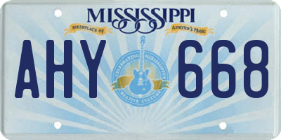 MS license plate AHY668