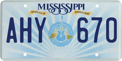 MS license plate AHY670