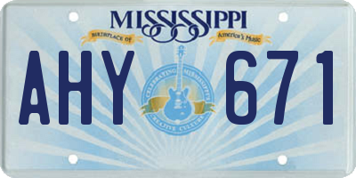 MS license plate AHY671