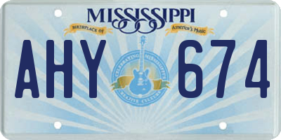 MS license plate AHY674