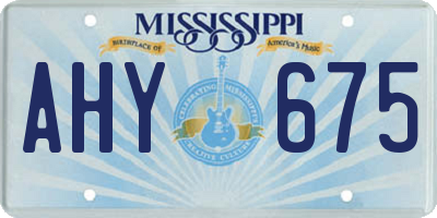 MS license plate AHY675